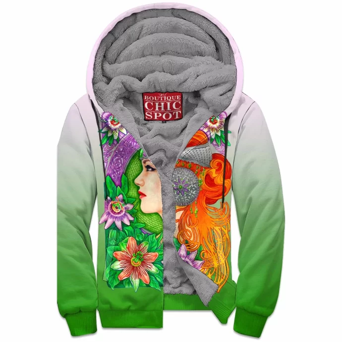 Passion Flower Zip Fleece Hoodie