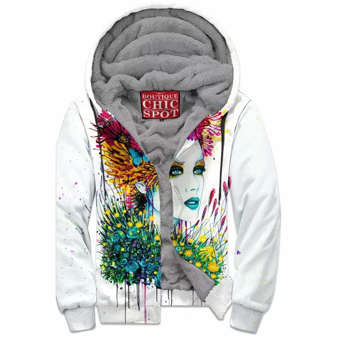 Lady Bouquet Zip Fleece Hoodie