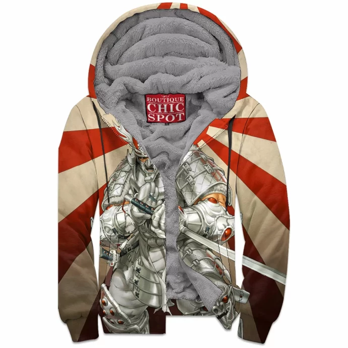 Ultimate Silver Samurai Zip Fleece Hoodie