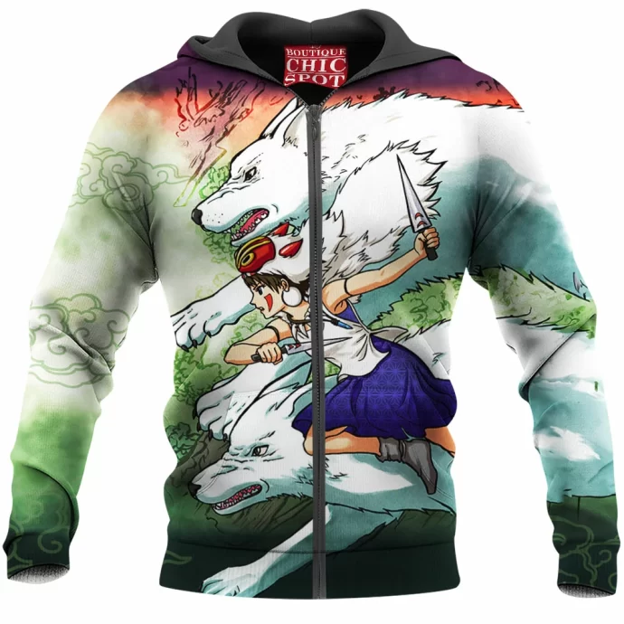 Ghibli Mononoke Hime Zip Hoodie