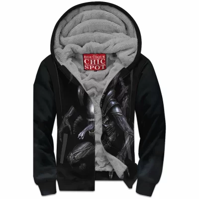 Alien Zip-Fleece-Hoodie, Horror Zip-Fleece-Hoodie, Sci-Fi Zip-Fleece-Hoodie