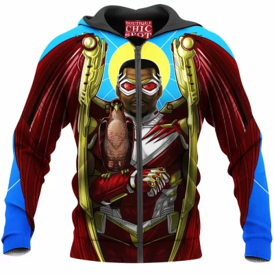 Comic Zip-Hoodie, Falcon Sam Wilson Zip-Hoodie