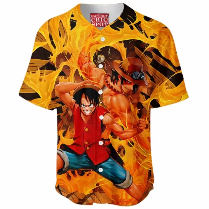 Luffy Ace One Piece Baseball Jersey