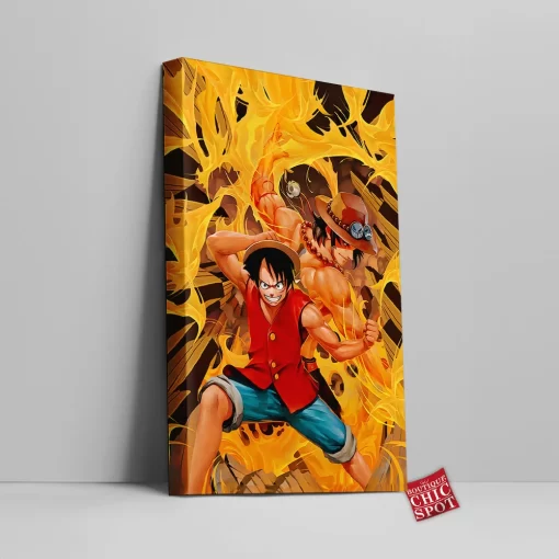 Luffy Ace One Piece Canvas Wall Art