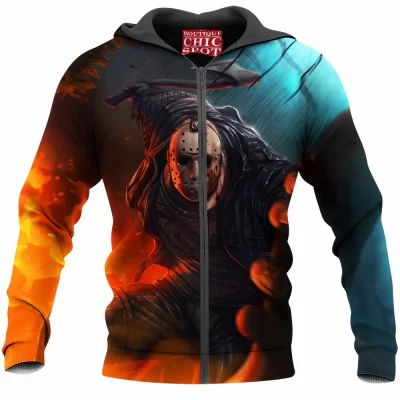 Friday The 13th Zip-Hoodie, Horror Zip-Hoodie, Jason Voorhees Zip-Hoodie