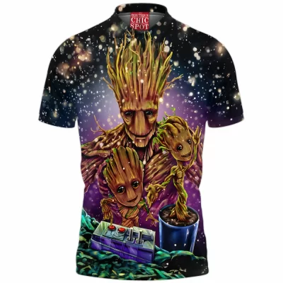 Comic Polo Shirt, Groot Polo Shirt, Guardians of The Galaxy Polo Shirt