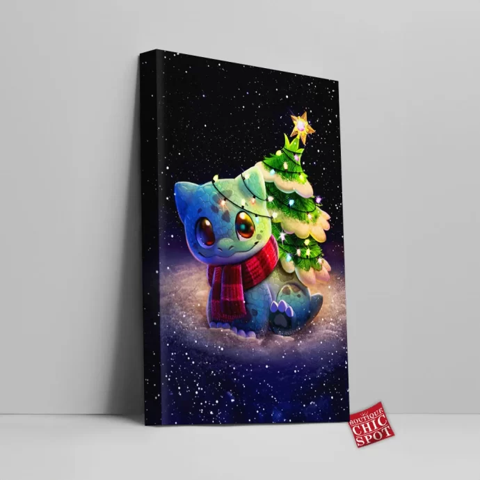 Christmas Bulbasaur Canvas Wall Art