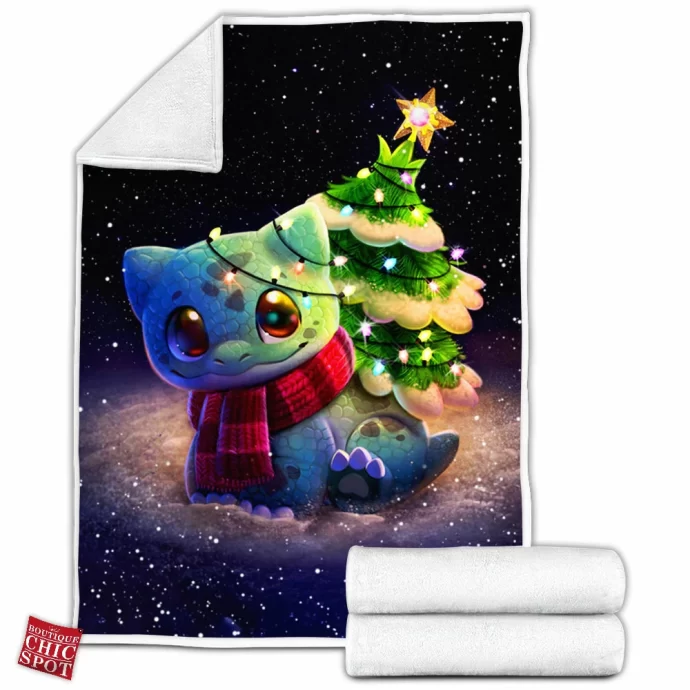 Christmas Bulbasaur Fleece Blanket