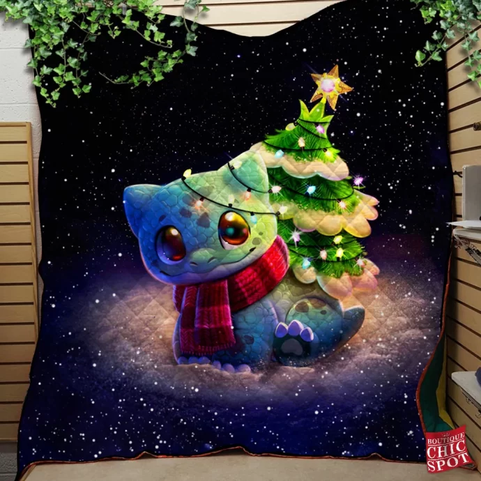 Christmas Bulbasaur Quilt Blanket