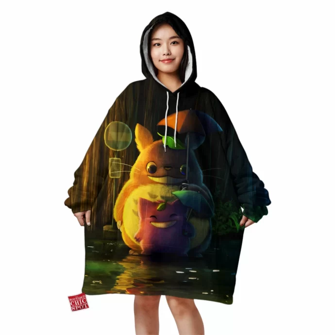 Totoro And Gengar Blanket Hoodie