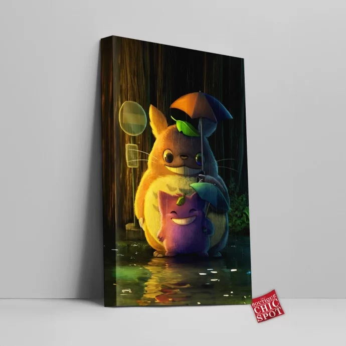 Totoro And Gengar Canvas Wall Art