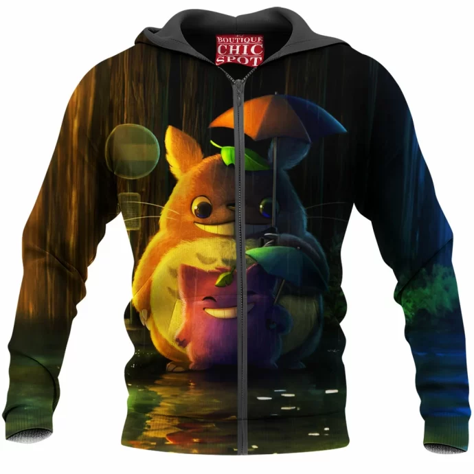 Totoro And Gengar Zip Hoodie