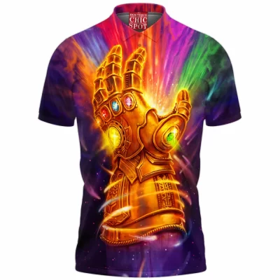 Comic Polo Shirt, Infinity Gauntlet Polo Shirt