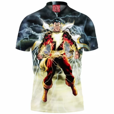 Comic Polo Shirt, Shazam Polo Shirt