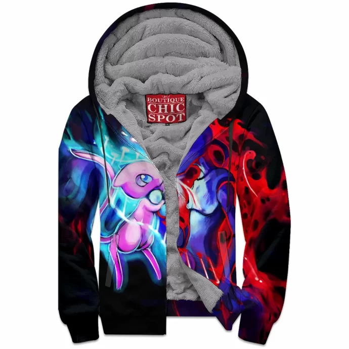 Doodle Mew And Mew Two Zip Fleece Hoodie