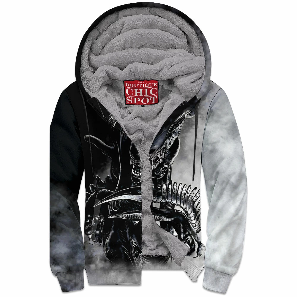 Alien Zip-Fleece-Hoodie, Horror Zip-Fleece-Hoodie, Sci-Fi Zip-Fleece-Hoodie, Xenomorph Zip-Fleece-Hoodie 1 M TU Boutique 3903 Zip Fleece Hoodie
