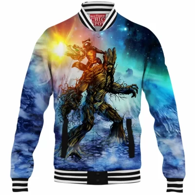 Comic Baseball-Jacket, Groot Baseball-Jacket, Guardians of The Galaxy Baseball-Jacket