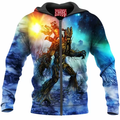 Comic Zip-Hoodie, Groot Zip-Hoodie, Guardians of The Galaxy Zip-Hoodie