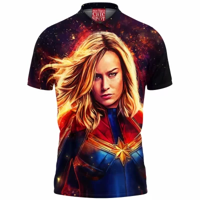 Comic Polo Shirt, Captain Marvel Polo Shirt