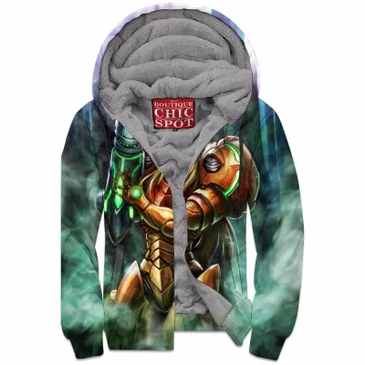 Game Zip-Fleece-Hoodie, Samus Zip-Fleece-Hoodie, Metroid Zip-Fleece-Hoodie
