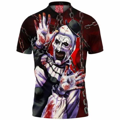 Art the Clown Polo Shirt, Horror Polo Shirt, Terrifier Polo Shirt