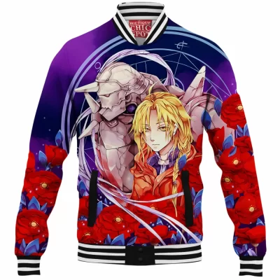 Edward Elric Baseball-Jacket, Alphonse Elric Baseball-Jacket, Fullmetal Alchemist Baseball-Jacket, Anime Baseball-Jacket