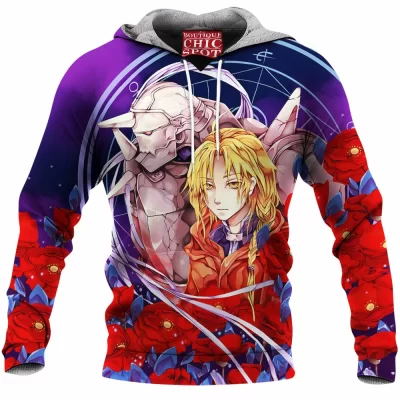 Edward Elric Fleece-Hoodie, Alphonse Elric Fleece-Hoodie, Fullmetal Alchemist Fleece-Hoodie, Anime Fleece-Hoodie