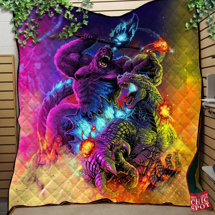 Godzilla Vs Kong Quilt Blanket