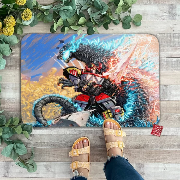 Godzilla Vs Megazord Doormat