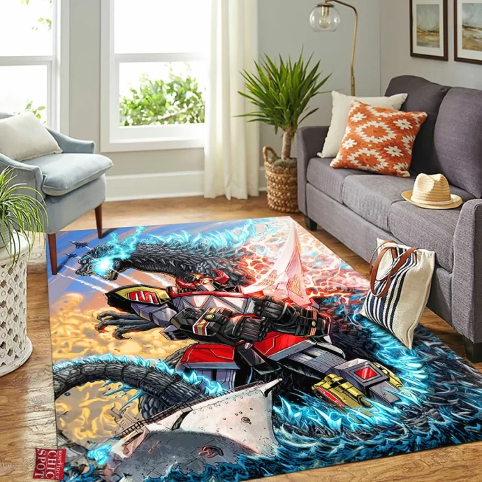 Godzilla Vs Megazord Rectangle Rug