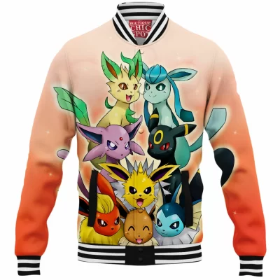 Anime Baseball-Jacket, Eevee Baseball-Jacket, Pokemon Baseball-Jacket
