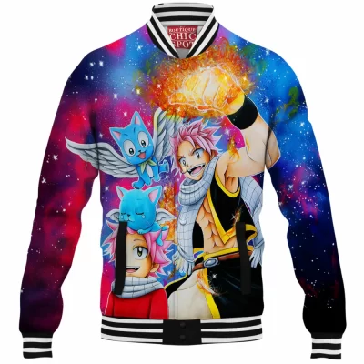 Anime Baseball-Jacket, Fairy Tail Baseball-Jacket, Natsu Baseball-Jacket, Happy Baseball-Jacket