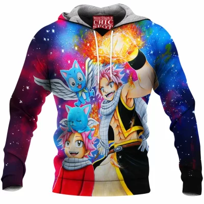 Anime Fleece-Hoodie, Fairy Tail Fleece-Hoodie, Natsu Fleece-Hoodie, Happy Fleece-Hoodie