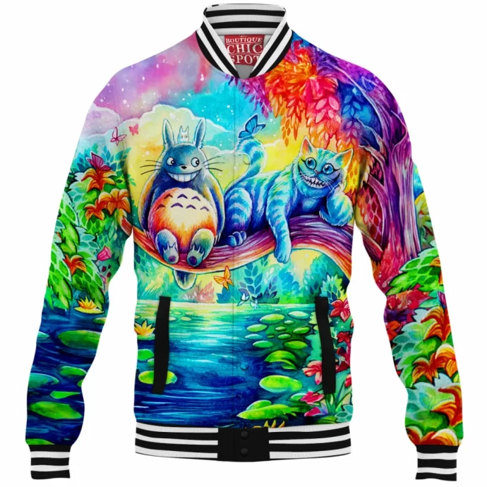 Cheshire Cat,Meow and Totoro Baseball Jacket