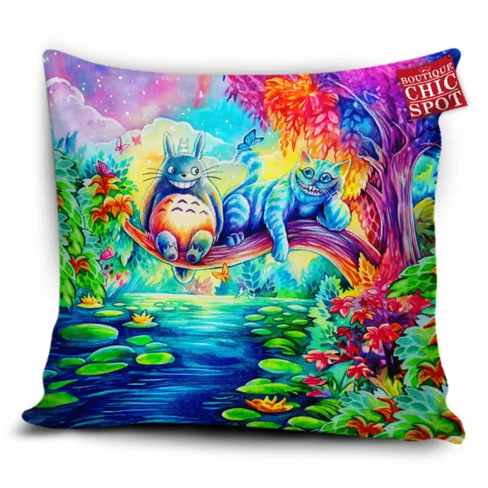 Cheshire Cat,Meow and Totoro Pillow Cover