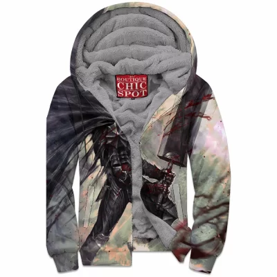 Anime Zip-Fleece-Hoodie, Berserk Zip-Fleece-Hoodie, Guts Zip-Fleece-Hoodie