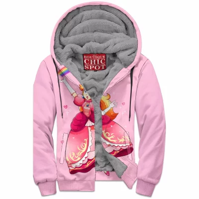 Game Zip-Fleece-Hoodie, Mario Zip-Fleece-Hoodie, Princess Peach Zip-Fleece-Hoodie