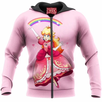 Game Zip-Hoodie, Mario Zip-Hoodie, Princess Peach Zip-Hoodie