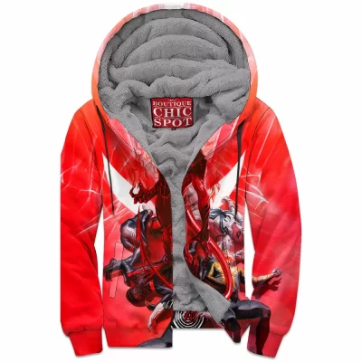 Comic Zip-Fleece-Hoodie, Red Goblin Zip-Fleece-Hoodie