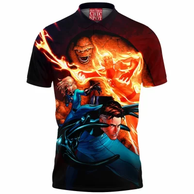 Comic Polo Shirt, Fantastic Four Polo Shirt