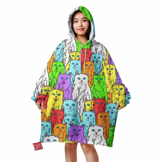 Rainbow Cat,Meows Blanket Hoodie