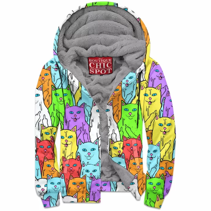 Rainbow Cat,Meows Zip Fleece Hoodie