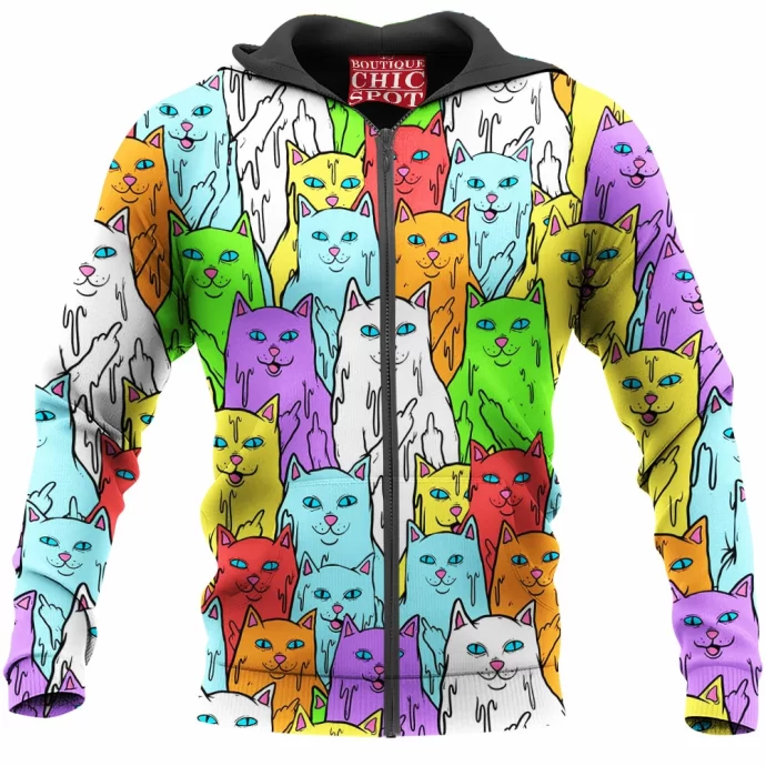 Rainbow Cat,Meows Zip Hoodie