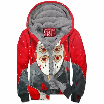 Friday The 13th Zip-Fleece-Hoodie, Horror Zip-Fleece-Hoodie, Jason Voorhees Zip-Fleece-Hoodie