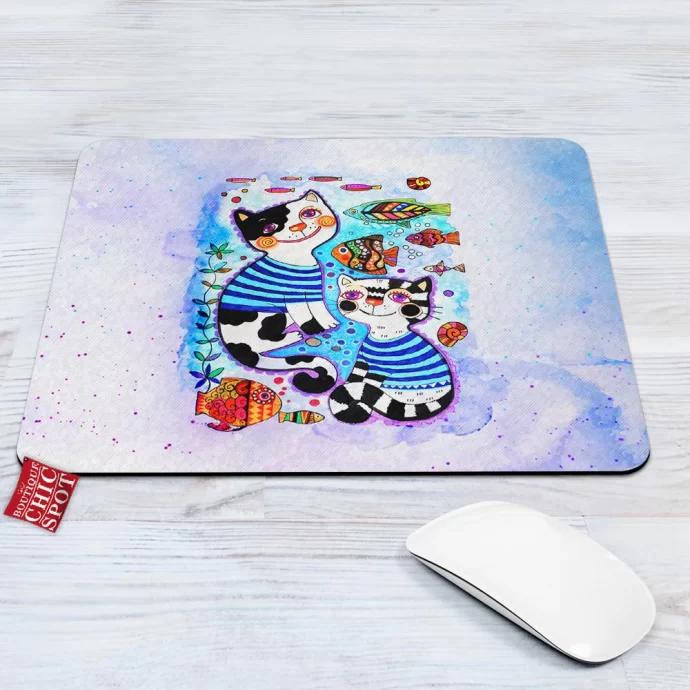 Cat,Meow and Fish Mouse Pad