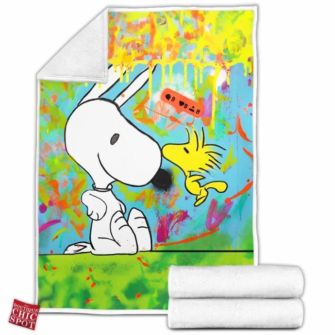 Woodstock and Snoopy Fleece Blanket