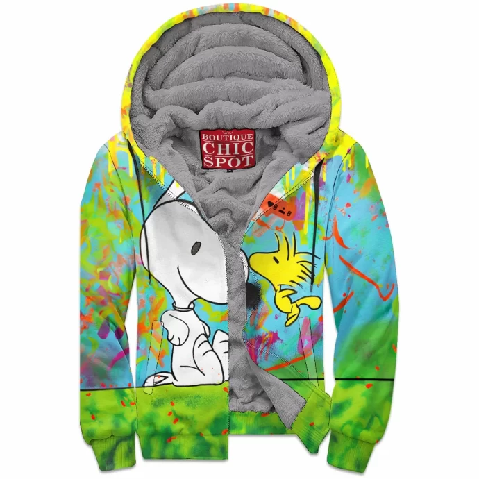 Woodstock and Snoopy Zip Fleece Hoodie