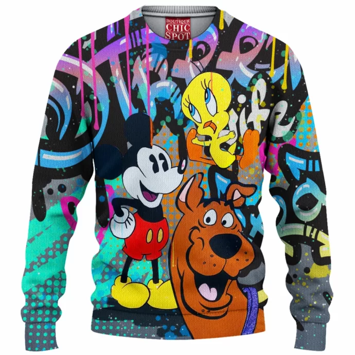 Scooby-doo - Mickey Mouse and Tweety Knitted Sweater