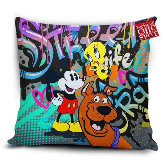 Scooby-doo - Mickey Mouse and Tweety Pillow Cover