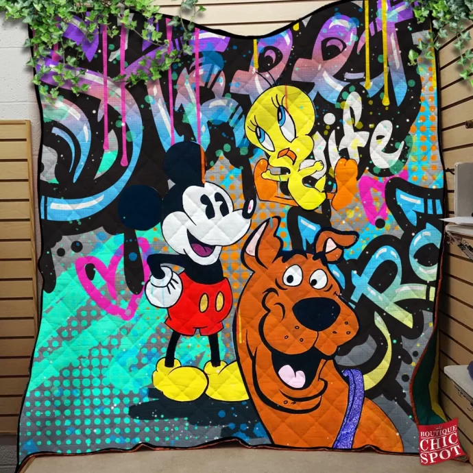 Scooby-doo - Mickey Mouse and Tweety Quilt Blanket